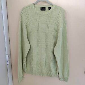 Jos A Bank Signature Green Cotton Knit Sweater XL Office Business Casual Preppy